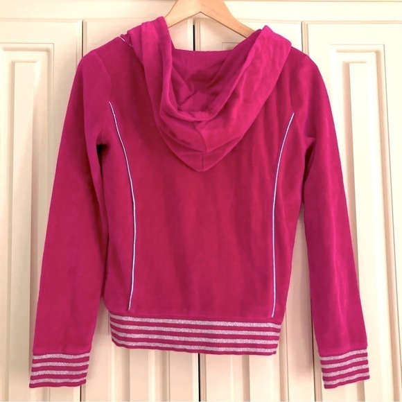 Fila Sport Pink Velour Zip Up Hooded Sweatshirt Jacket With Embellishments S - Picture 4 of 6